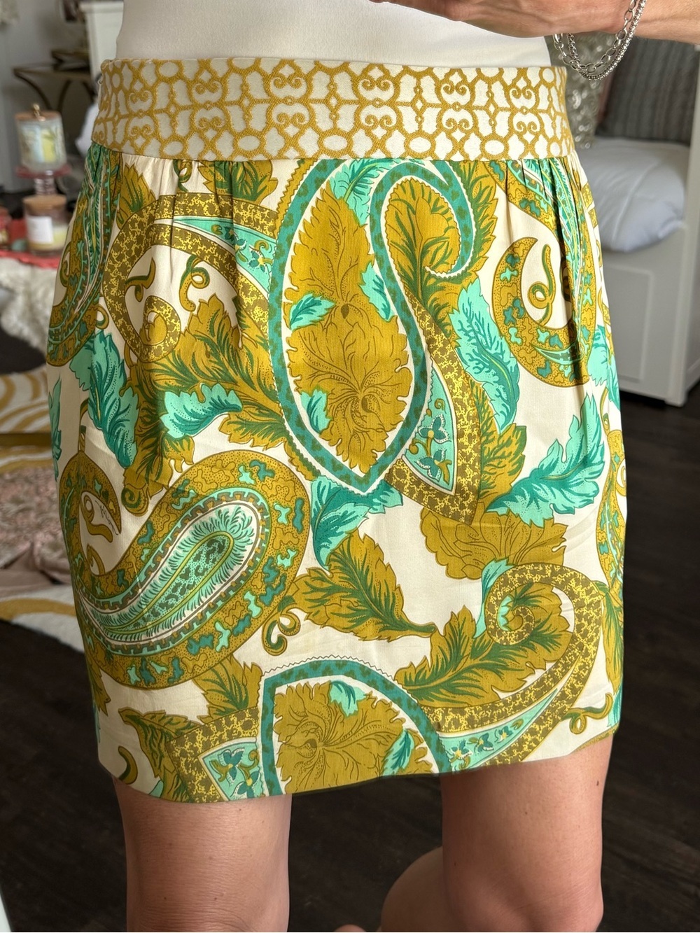 Rare early vintage Milly of New York 100% silk paisley mini skirt palm beach